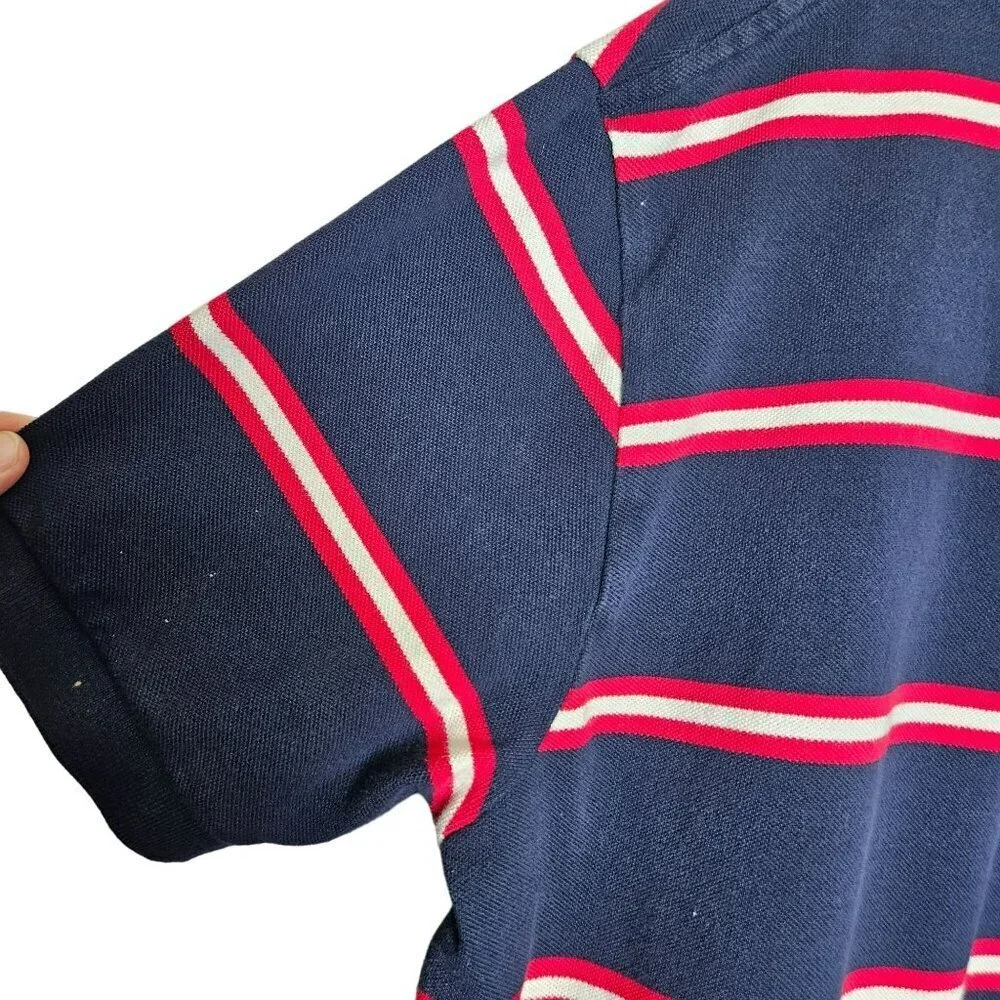 Polo By Ralph Lauren Mens Striped Short Sleeve Polo Shirt XL Blue Red White‎